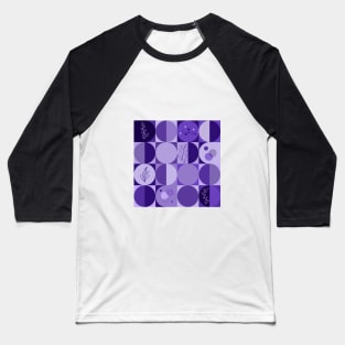 repeating geometry pattern, squares and circles, ornaments, violet color tones Baseball T-Shirt